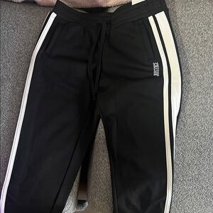 Justice Black Joggers with White Stripes